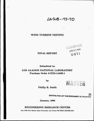Wind Turbine Testing. Final Report.