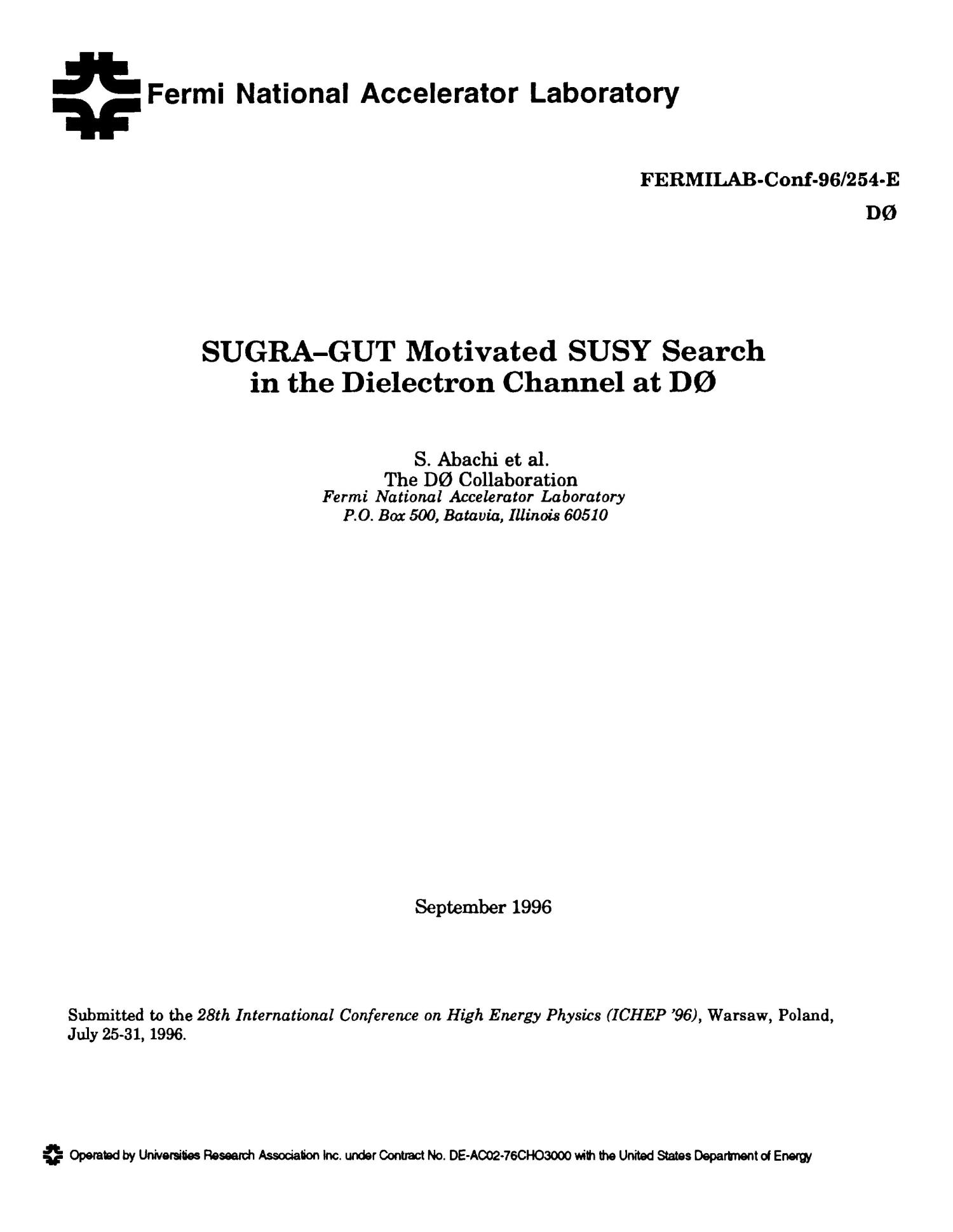 SUGRA-GUT motivated SUSY search in the dielectron channel at D0
                                                
                                                    [Sequence #]: 1 of 10
                                                
