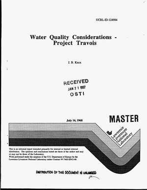 Water quality considerations - Project Travois