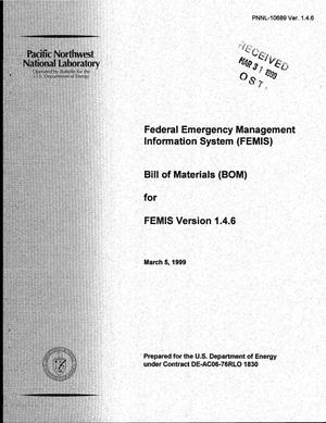Federal Emergency Management Information System (FEMIS) Bill of Materials (BOM) for FEMIS Version 1.4.6