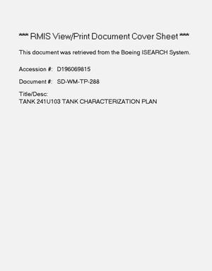 Tank 241-U-103 tank characterization plan. Revision 1