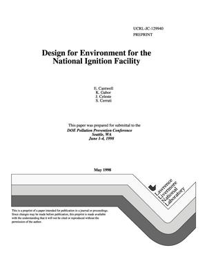 Design for environment for the National Ignition Facility