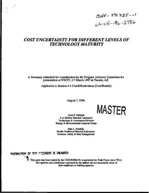 Cost uncertainty for different levels of technology maturity