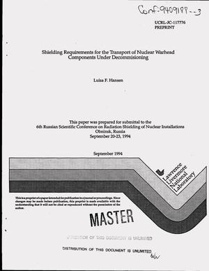 Shielding requirements for the transport of nuclear warhead components under decommissioning