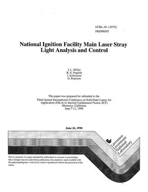National Ignition Facility main laser stray light analysis and control