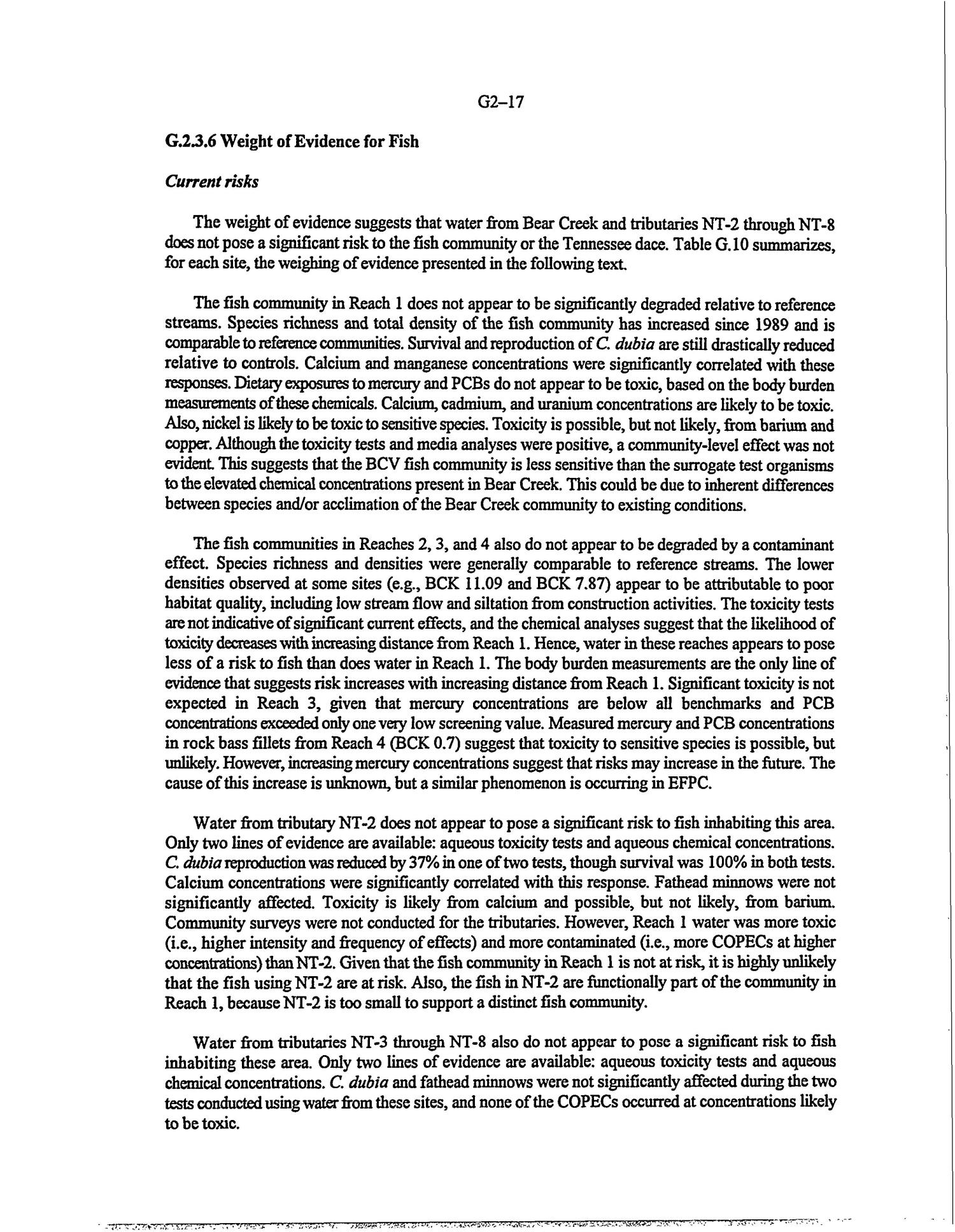 Report on the remedial investigation of Bear Creek Valley at the Oak Ridge Y-12 Plant, Oak Ridge, Tennessee. Volume 6: Appendix G -- Baseline ecological risk assessment report
                                                
                                                    [Sequence #]: 81 of 882
                                                