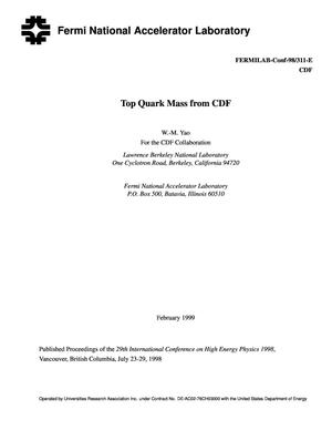 Top quark mass from CDF