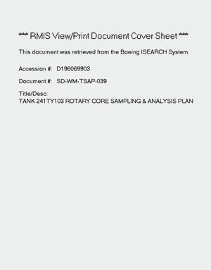 Tank 241-TY-103 rotary core sampling and analysis