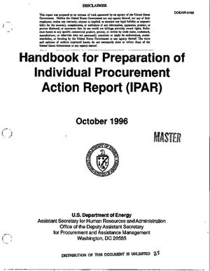 Handbook for preparation of Individual Procurement Action Report