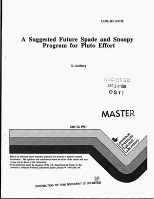 A suggested future Spade and Snoopy program for Pluto effort