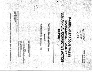 F-Area Hazardous Waste Management Facility Semiannual Corrective Action Report, First and Second Quarter 1998, Volume I and II