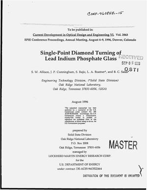 Single-Point Diamond Turning of Lead Indium Phosphate Glass