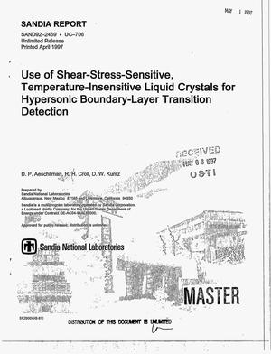 Use of shear-stress-sensitive, temperature-insensitive liquid crystals for hypersonic boundary-layer transition detection