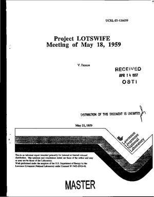 Project LOTSWIFE meeting of May 18, 1959