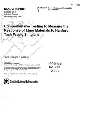 Comprehensive Testing to Measure the Response of Liner Materials to Hanford Tank Waste Simulant