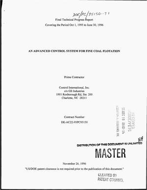 An advanced control system for fine coal flotation. Final technical progress report, October 1, 1995--June 30, 1996