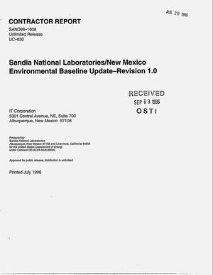 Sandia National Laboratories/New Mexico Environmental Baseline update--Revision 1.0