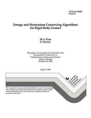 Energy and momentum conserving algorithms for rigid body contact