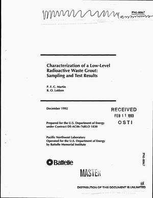 Primary view of object titled 'Characterization of a low-level radioactive waste grout: Sampling and test results'.