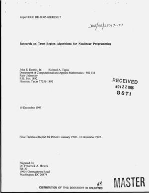 Research on trust-region algorithms for nonlinear programming. Final technical report, 1 January 1990--31 December 1992