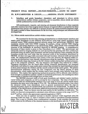 High resolution interface nanochemistry and structure: Final project report, December 1, 1993--February 28, 1997