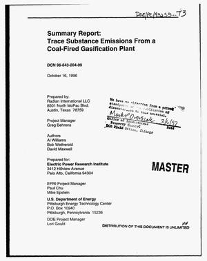 Summary report: Trace substance emissions from a coal-fired gasification plant