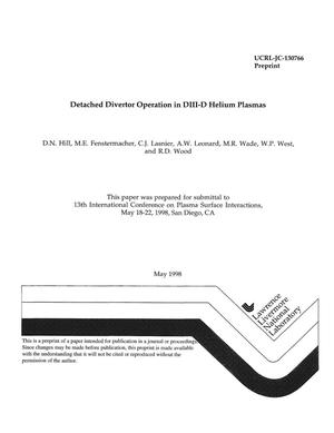 Detached divertor operation in DIII-D helium plasmas