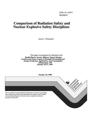 Comparison of radiation safety and nuclear explosive safety disciplines