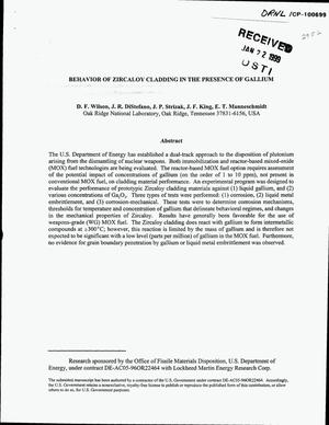 Behavior of Zircaloy Cladding in the Presence of Gallium