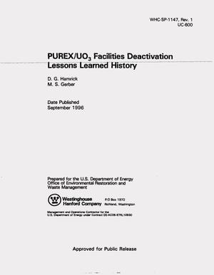 PUREX/UO3 Facilities deactivation lessons learned history