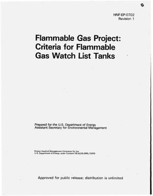 Flammable gas project: Criteria for flammable gas watch list tanks