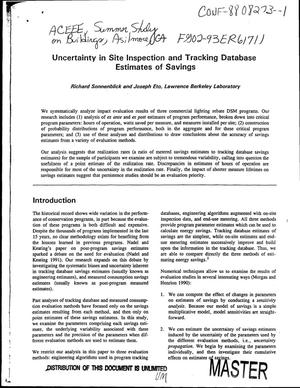 Uncertainty in Site Inspection and Tracking Database Estimates of Savings