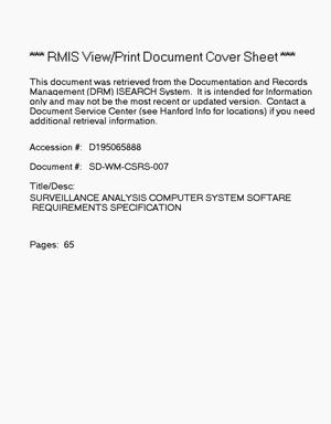 Surveillance Analysis Computer System (SACS) software requirements specification (SRS)