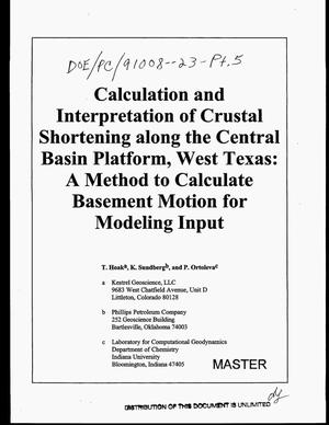 Calculation and interpretation of crustal shortening along the Central Basin Platform, West Texas: A method to calculate basement motion for modeling input