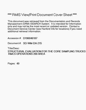 Structural evaluation for the core sampling trucks, RMCS operations, 200 Area