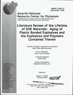 Literature review of the lifetime of DOE materials: Aging of plastic bonded explosives and the explosives and polymers contained therein
