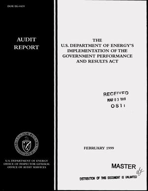 Office of Inspector General audit report on the U.S. Department of Energy`s implementation of the Government Performance and Results Act