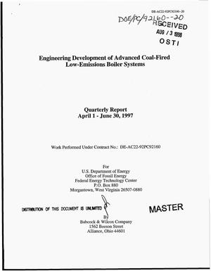 Engineering development of advanced coal-fired low-emissions boiler systems. Quarterly report, April 1--June 30, 1997