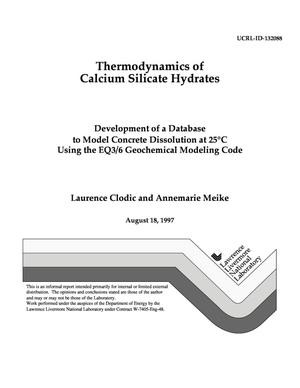 Thermodynamics of calcium silicate hydrates, development of a database to model concrete dissolution at 25°C using the EQ3/6 geochemical modeling code