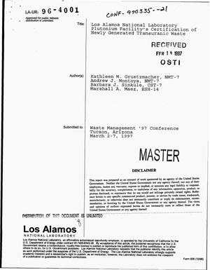Los Alamos Plutonium Facility newly generated TRU waste certification