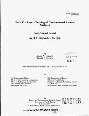 Task 12: Laser cleaning of contaminated painted surfaces. Semi-annual report, April 1, 1996--September 30, 1996