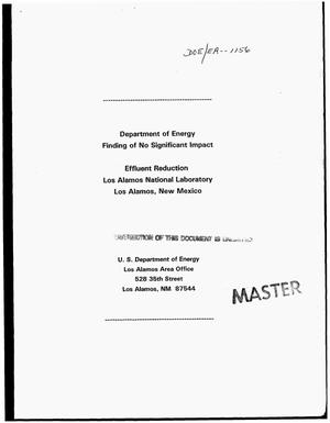 Environmental assessment for effluent reduction, Los Alamos National Laboratory, Los Alamos, New Mexico