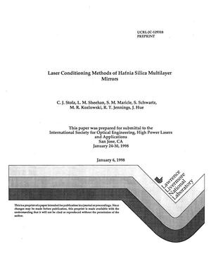 Laser conditioning methods fo hafnia silica multiplayer mirrors