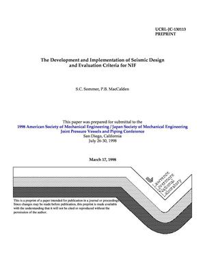 Development and implementation of seismic design and evaluation criteria for NIF