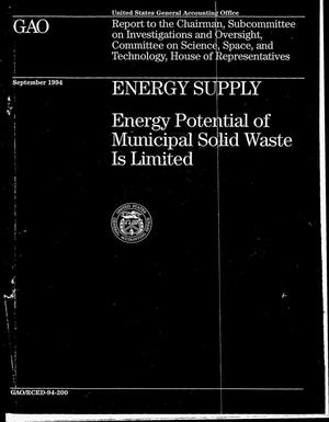 Energy potential of municipal solid waste is limited
