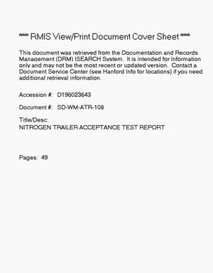 Nitrogen trailer acceptance test report