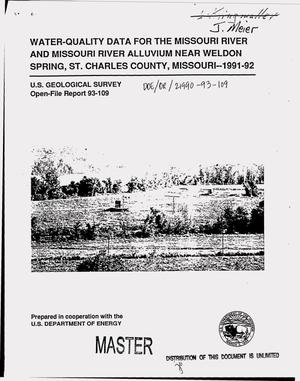 Water-quality data for the Missouri River and Missouri River alluvium near Weldon Spring, St. Charles County, Missouri, 1991--92