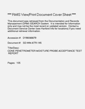 Cone penetrometer moisture probe acceptance test report