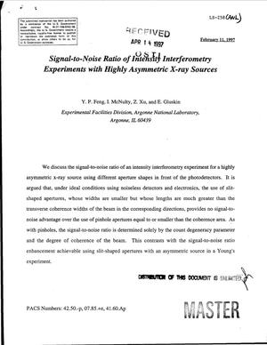 Signal-to-noise ratio of intensity interferometry experiments with highly asymmetric x-ray sources