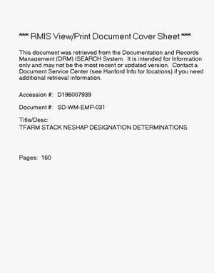 Tank farm stack NESHAP designation determinations. Revision 2